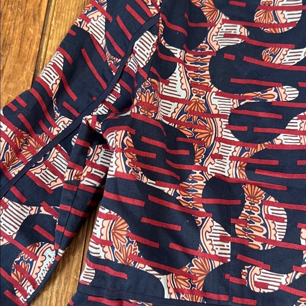 Women’s Brooks Brothers top blouse long sleeve tunic blouse Navy Burgundy - Picture 10 of 11